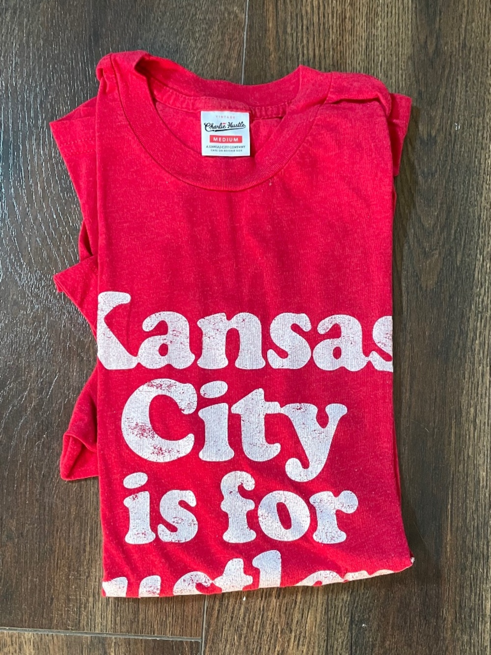 Charlie Hustle "Kansas City is for Hustlers" red t-shirt